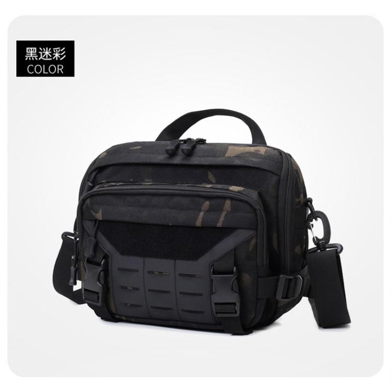 Multi-Functional Tactical Fishing Waist Pack Outdoor Angling Durable Heavy-Duty Crossbody Bag With Tool Storage Black Camo