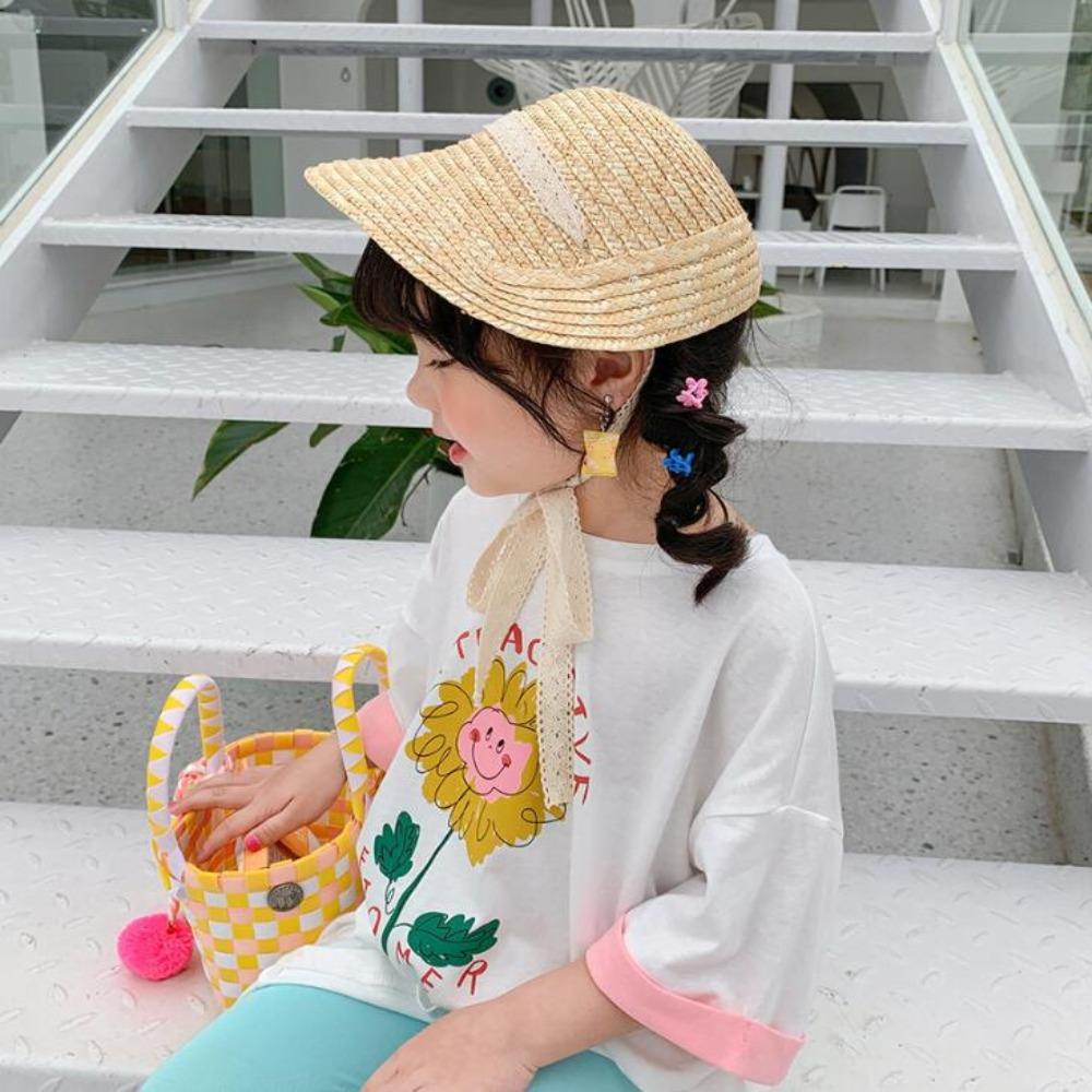 

Adjustable Children Sun Hat Chin Straps Beach Sun Hat Kids Accessories Kids Sun Cap Summer Season бежевий