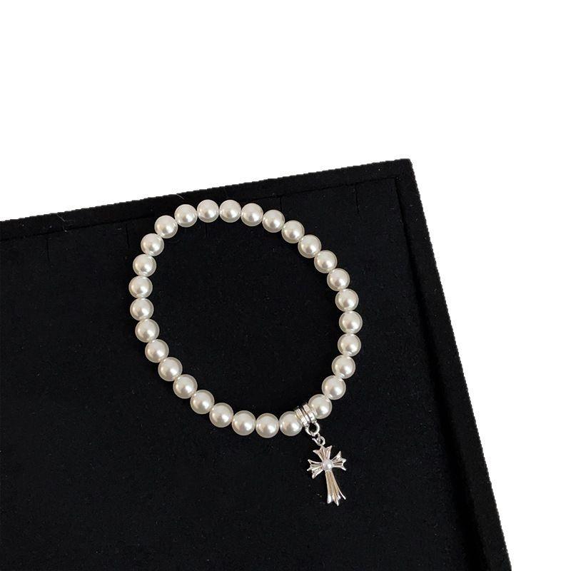 Retro Pearl Pendant Necklace & Bracelet Set - Elegant Women's Fashion Choker & Sweater Chain