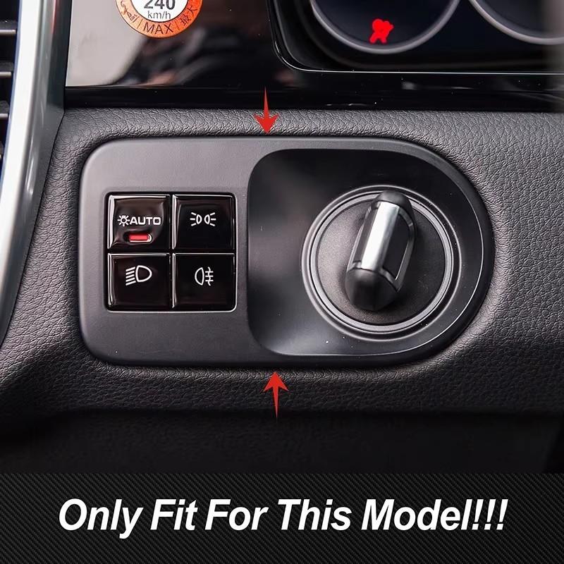 Car Console Headlight Switch Button Frame Carbon Fiber Texture Trim For Porsche Cayenne 2018- Interior Sticker Accessories