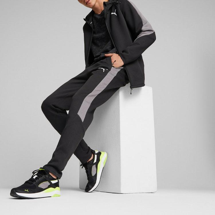 Puma Colorblock Logo Print Straight-Leg Track Pants Men Bottoms Black 672383-01