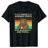 I Hate Morning People and Mornings and People T Shirt FunnyBear Drink Coffee Lover Cute Lazy Animal Retro TShirt Women Clothing