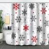Best-Selling Christmas Digital Print Shower Curtain Waterproof, Includes Plastic C-Shaped Hooks