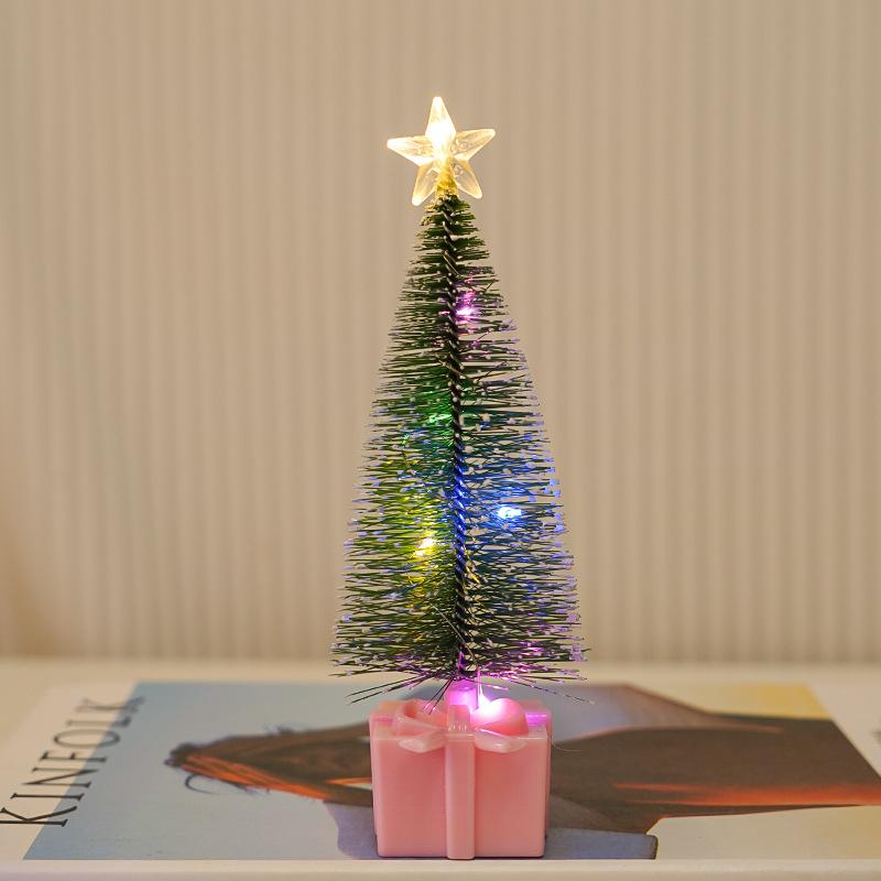 

1/4 шт. Светодиодный ночник в виде рождественской елки, мини-разноцветная светящаяся рождественская елка, DIY свечи, украшения для новогодней вечеринки, домашний декор 1pc розовый