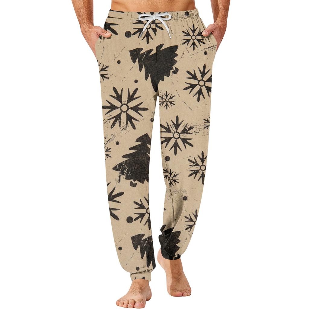 Men's Christmas Printed Thermal Pajama Pants for Winter Sleepwear