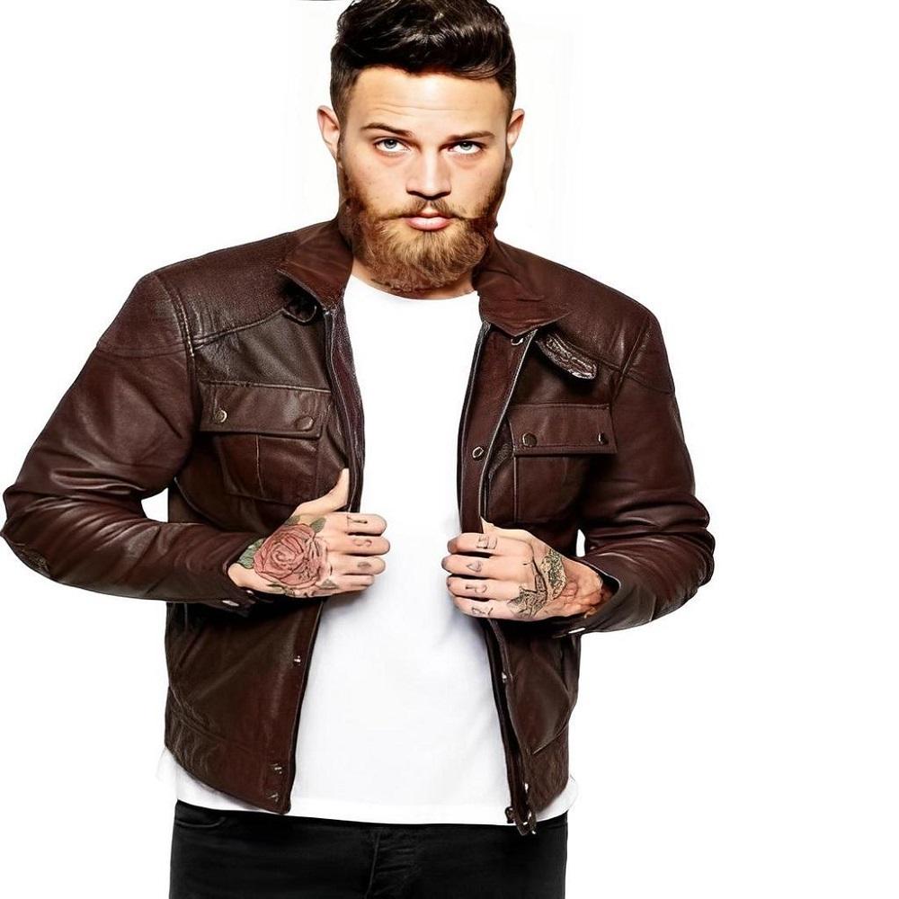 NOORA Men's Real Leather Jacket ST03