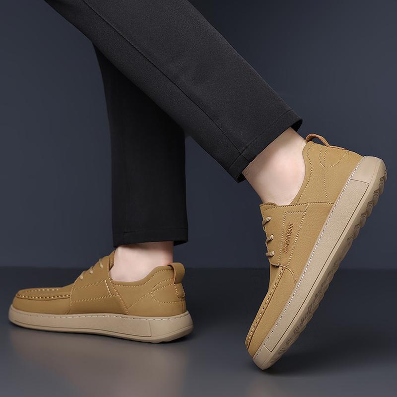 Fashion Brand Men Leather Shoes Popular Retro Versatile Business Dress Round Toe Leather Shoes Quality Flat and Comfortable Oxford Shoes