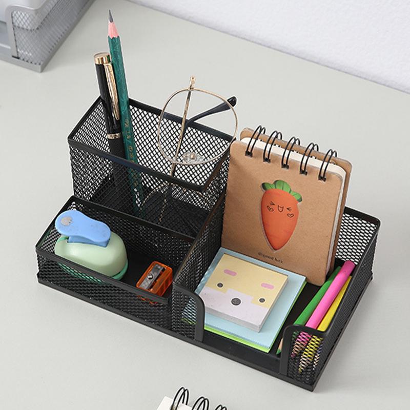 Multifunctional Pen Holder Creative Metal Iron Art Storage Pen Holder Student Stationery Desktop Office Storage Box