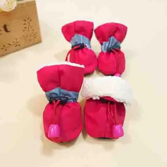 4pcs/Set Thicken Waterproof Dog Shoes Anti-slip Rain Snow Boot Warm Footwear Outdoor Walking for Small Cats Puppy Socks Booties
