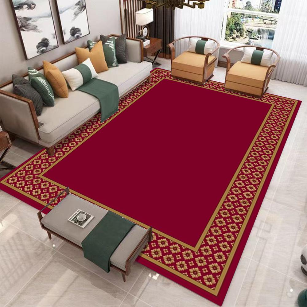 Klassischer Roter Türkischer Teppich Eleganter Wohnzimmerteppich Persisch Inspirierter Teppich für Schlafzimmer Flur Wintergarten Dekor Luxuriöser Heimakzent