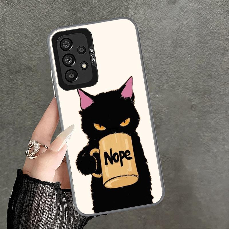Black Cat Cartoon Cute Shockproof Phone Case for Samsung A17 A16 A15 A14 A37 A57 A36 A56 A26 A35 A55 A25 A34 A54 A24 A13 A23 A33