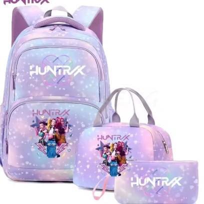 Large Capacity Schoolbag with Shoulder Strap; Student Three-piece Pencil Case Set