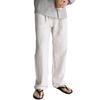 Ice silk linen trousers non-wrinkled elastic waist mopping wide-leg trousers men's polyester imitation linen process