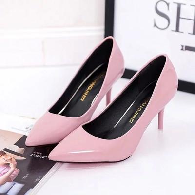 2025 Large Size Women's Pumps Pointed Toe Patent Leather High Heels Dress Shoes White Wedding  Thin  Basic Pump Red