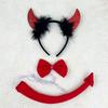 Halloween Cow Costume Animal Dress up Set Includes Cow Horn Headband, Tail, Bowtie for Kid Girl Halloween Cosplay Party