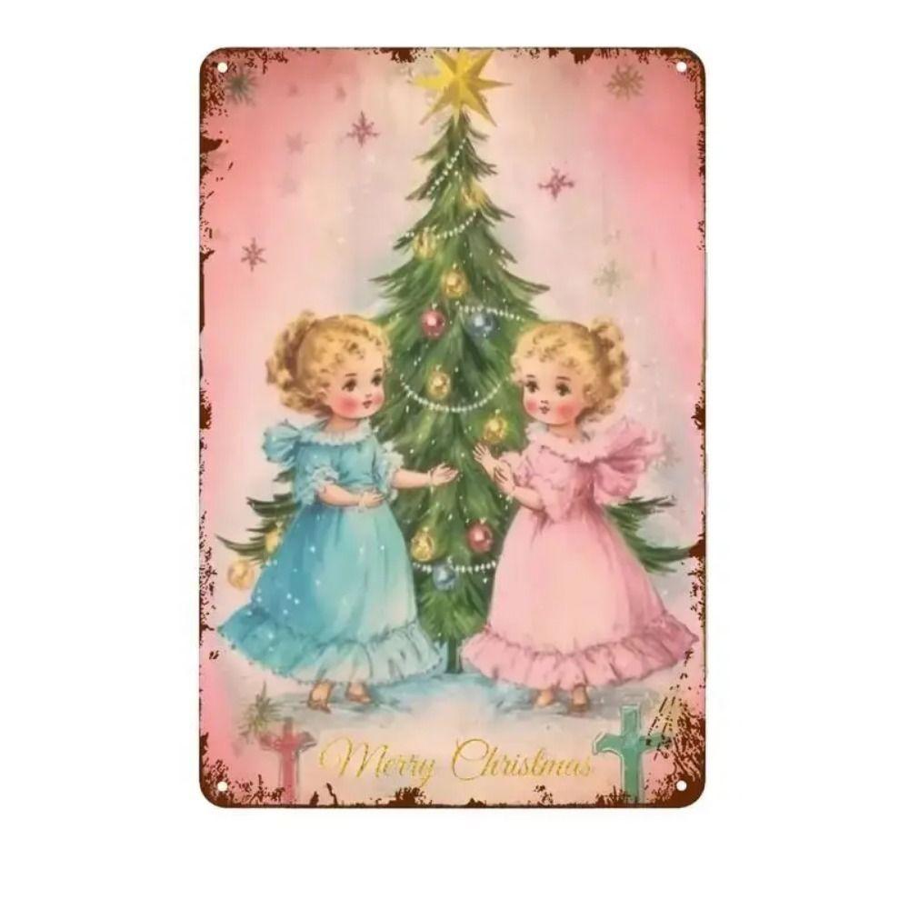 Vintage Christmas Metal Tin Sign Home Festive Wall Decor