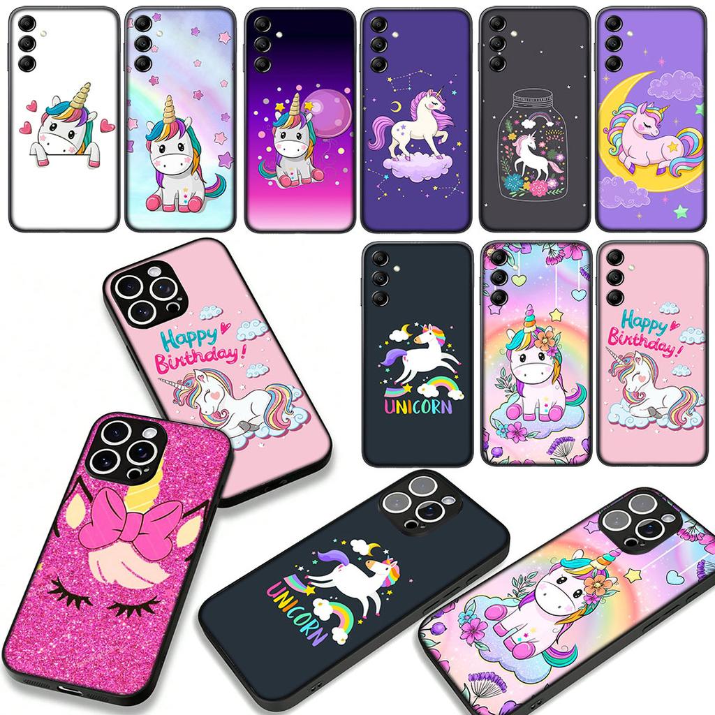 Pink Unicorns Rainbow Cover Phone Case for Samsung Galaxy S25 S23 S22 S24 FE Ultra Plus A56 A05 A06 A15 A16 A57 S7 Edge