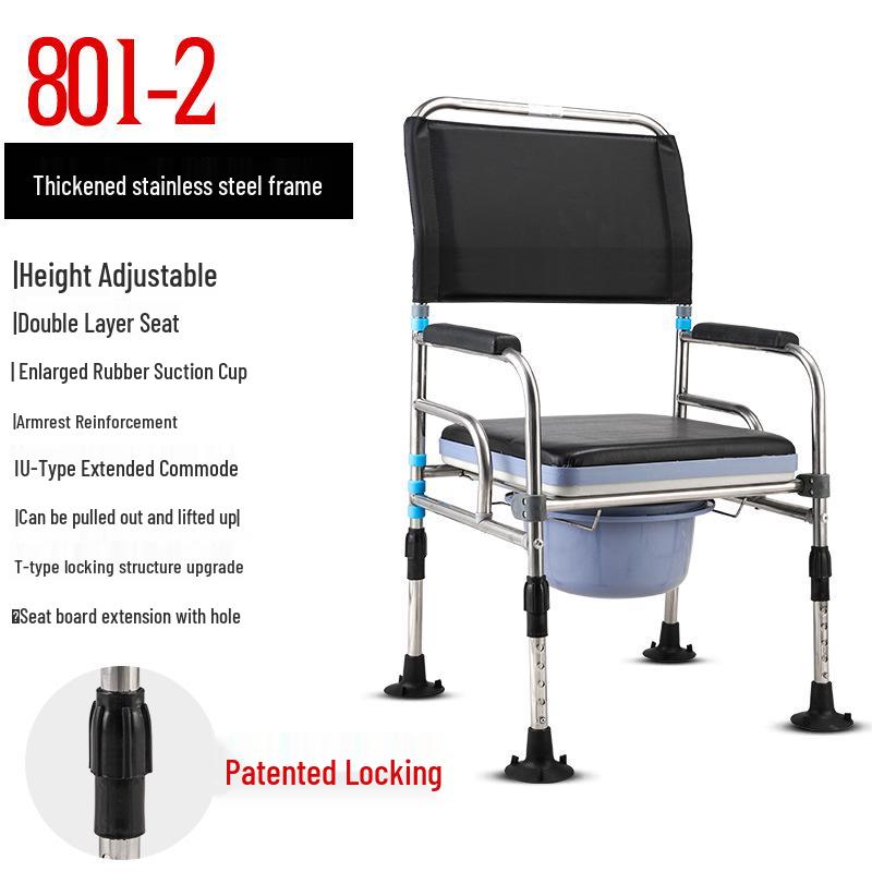 Portable Folding Toilet Chair with Backrest for Elderly, Pregnant Women, and Disabled