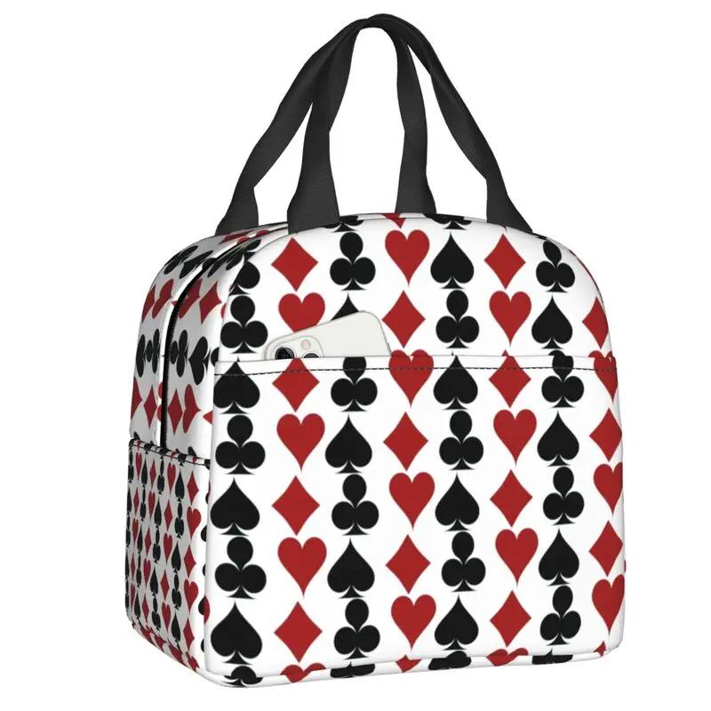 Poker Four Suits Portable Lunch Box Waterproof Card Game Players Cooler Thermal Food Insulated Lunch Bag School Children Student ONE SIZE