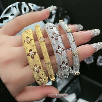Palace Hollowed Out Brushed Bracelet with Italian Retro Cool Style and High-end Temperament, Niche Sweet and Cool Bracelet for Women