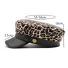 Leopard Beret Leather Lace Octagonal Hat Versatile, Premium Pu Military Hat Outdoor Wig Hat