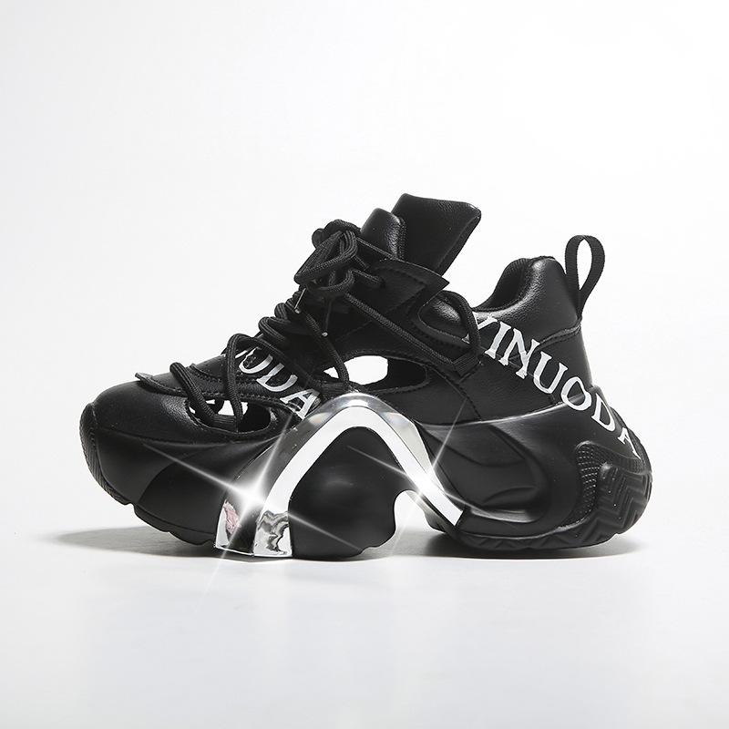 Fashion Summer Shiny Sequins Chunky Platform Sneakers Women Lace Up Breathable Height Increase Shoes Women Fashion Cute Pink Sneaker