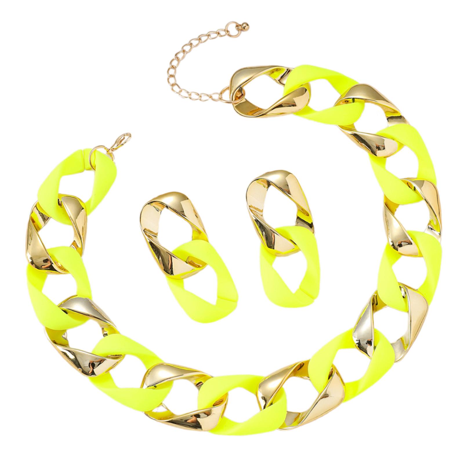 

Сплетенное ожерелье Красочный набор украшений Геометрические серьги и ожерелье Набор Текстура из смолы и сплава Подходит для женщин