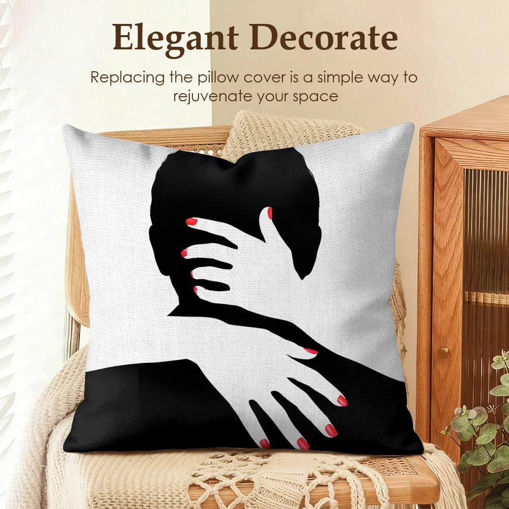 Black White Fashion Ins Sexy Cushion Cover Natural Linen Organic Fabric DoubleSided Printing Sofa Home Decor Gift Pillow Case