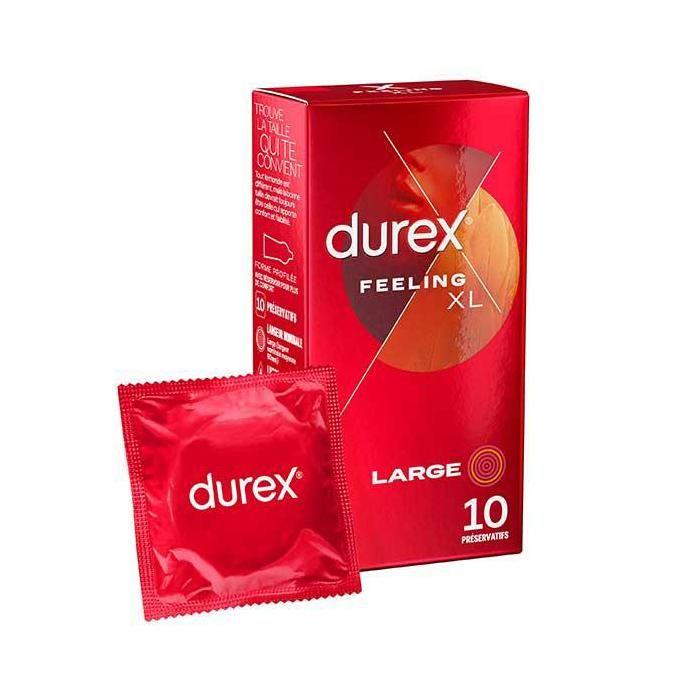 Durex Préservatifs Feeling XL - 10 Préservatifs Fins et Larges