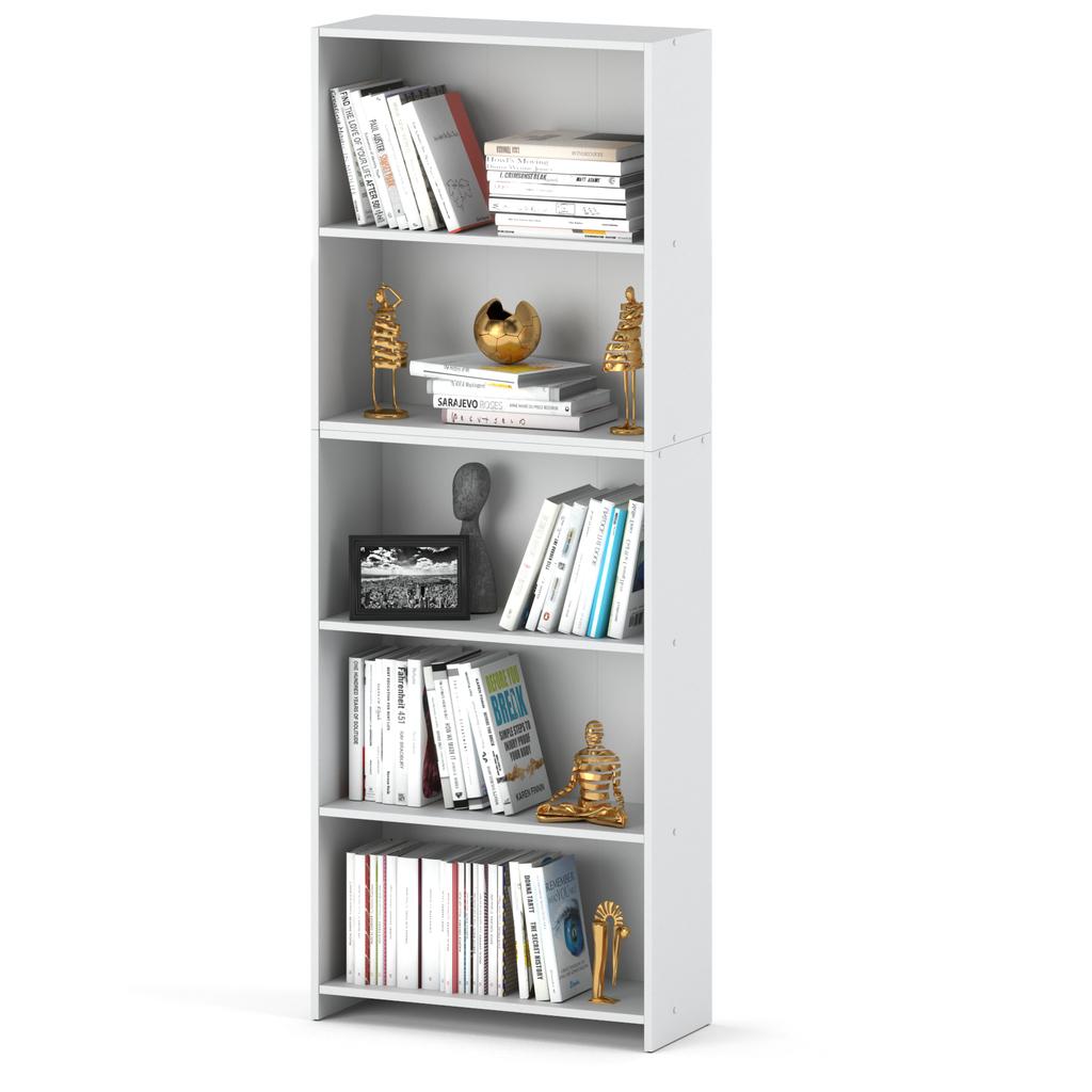 White Office Bookcase 70 CM with 5 Shelves Binders Toys Loft