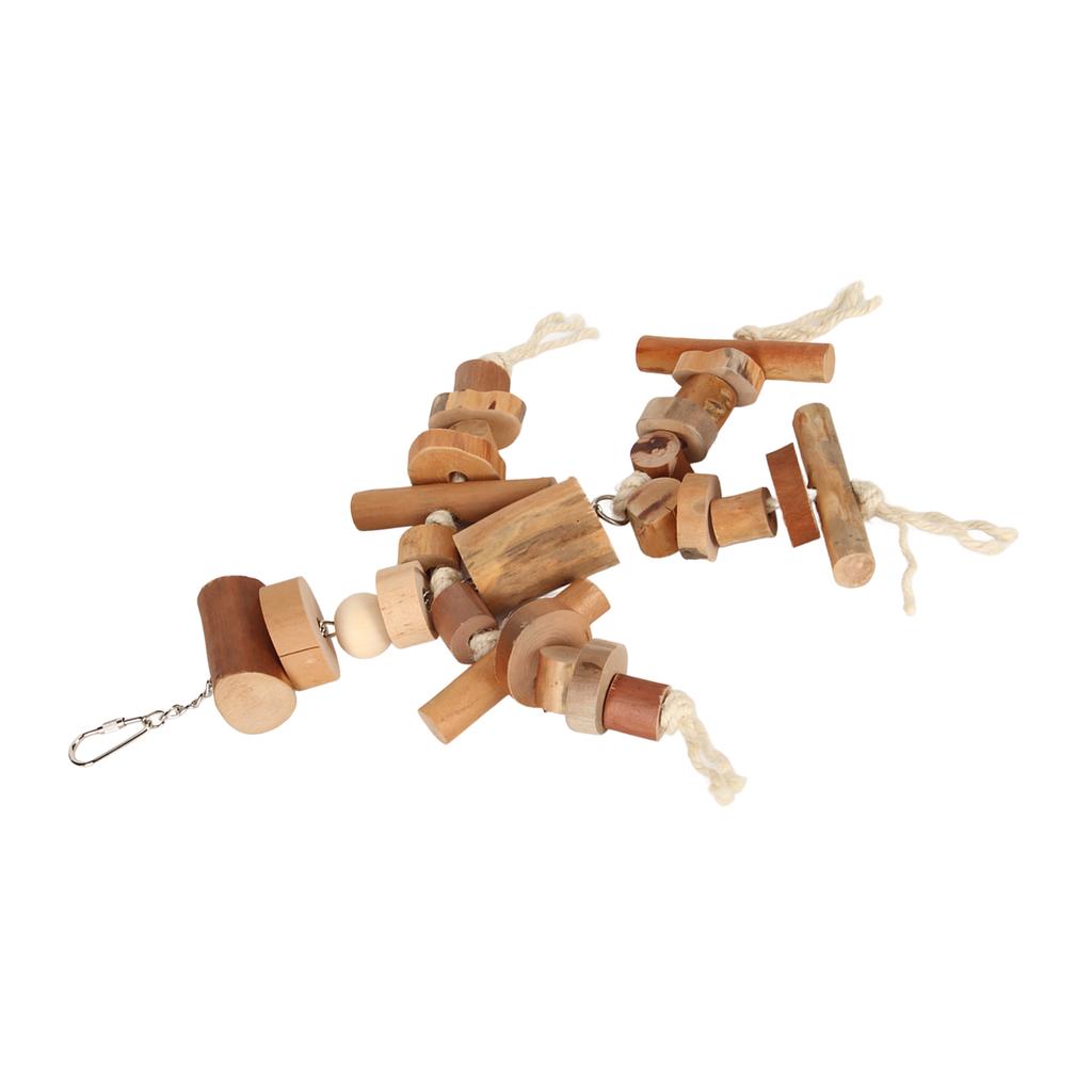 Parrot Toys Wood Blocks Bird Toys Reduce Anxiety Exercise Beak Bird Chew Toys with Movable Hooks