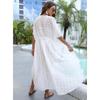 Women's Cover Up Plus Size Polka Dot Dimensional Chiffon Shirt Beach Sun Shirt Irregular Tie Cardigan Cover-Ups
