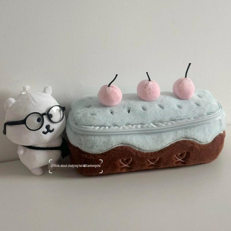 Cartoon Cherry Cake Pencil Case - Korean Style, Large Capacity, Multi-use for Female Students