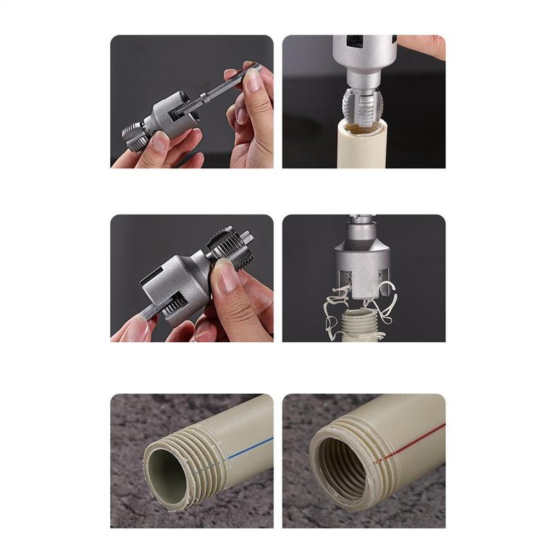 PVC Pipe Threader Kit 4/6 Points Fast Tapping Tool Internal External Thread Opener Portable Plumbing Repair Equipment