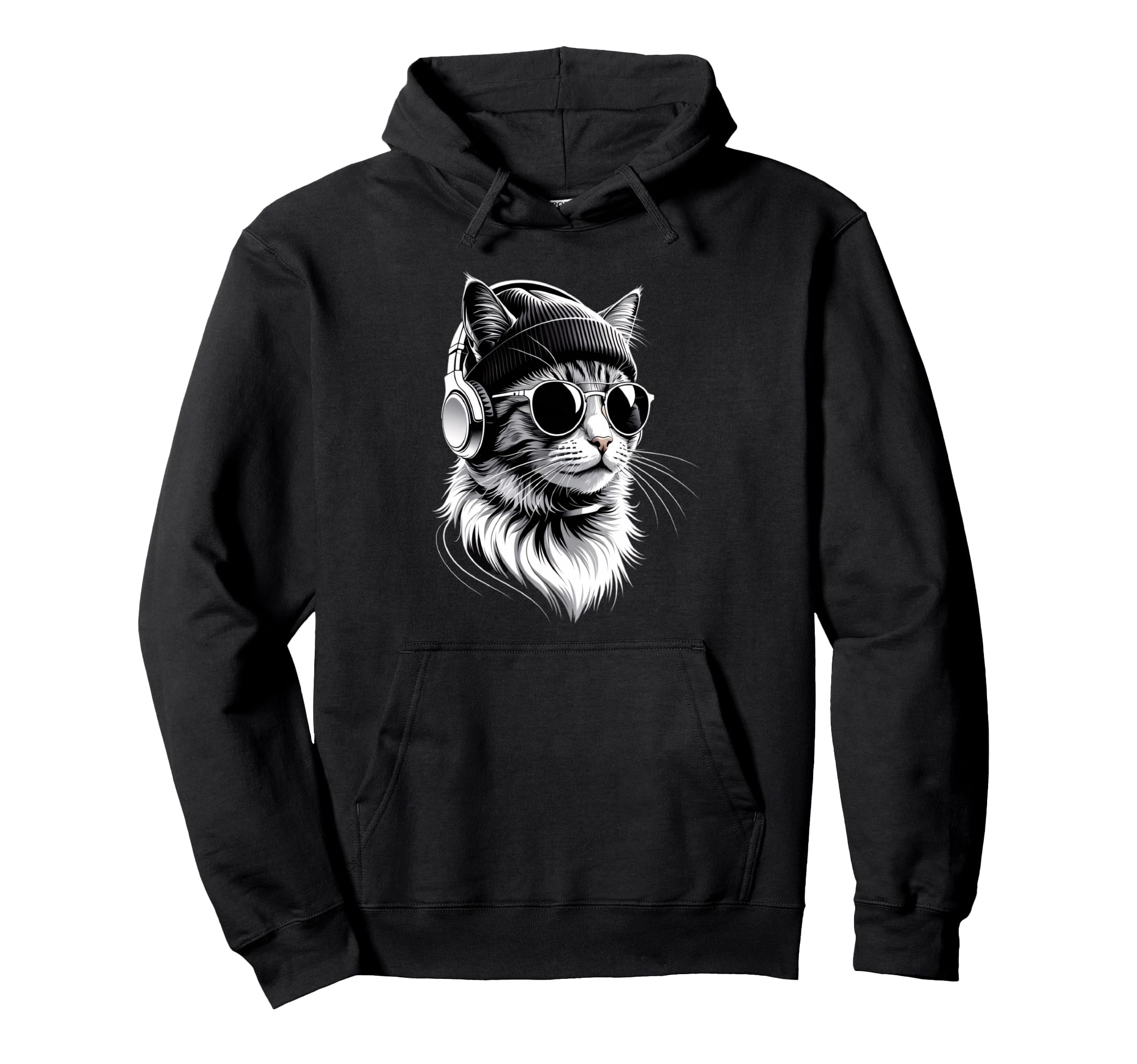 

Cool Cat with Headphones and Sunglasses Hoodie