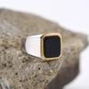 Men's/Women High Quality Stainless Steel Multiple Colors Gemstone Styles Golden Onyx Rings Jewelry