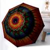 1pc Rose Clock Combination pattern Sturdy 8-Bone Auto Umbrella, Bright Umbrella, Digital Printed, Foldable Umbrella for On-the-Go Outdoor Use