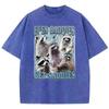 Hip Hop T Shirt Vintage Washed Cotton T-Shirt Bear Animals Graphic Tee Casual Streetwear for Spring Summer Fall
