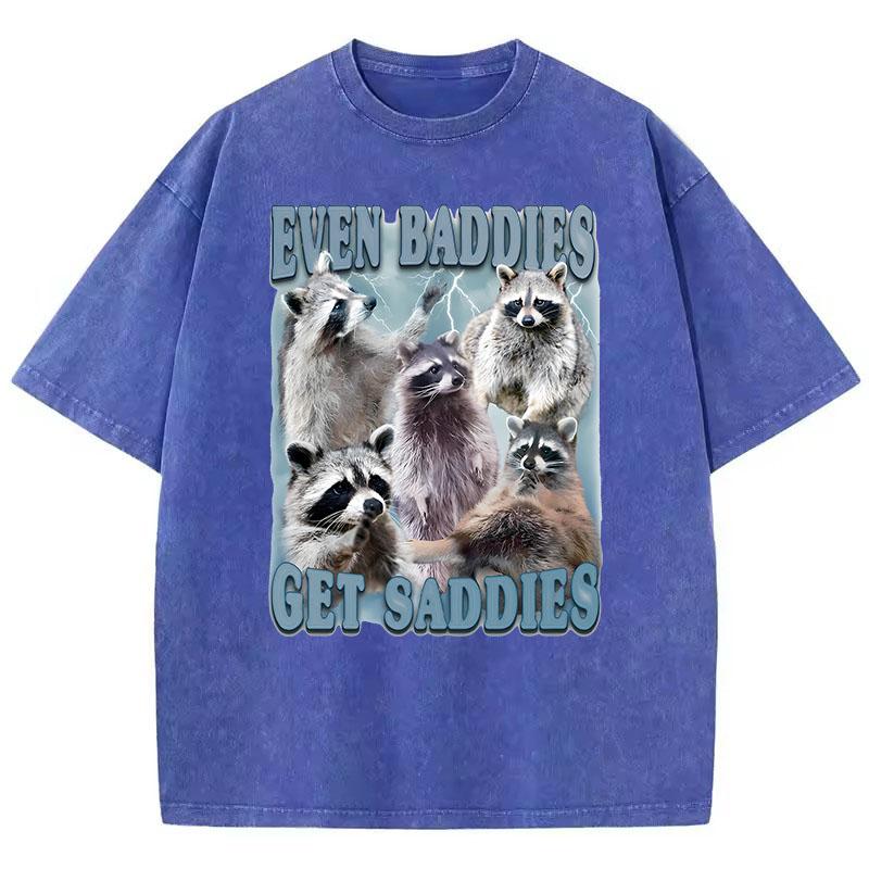 Hip Hop T Shirt Vintage Washed Cotton T-Shirt Bear Animals Graphic Tee Casual Streetwear for Spring Summer Fall