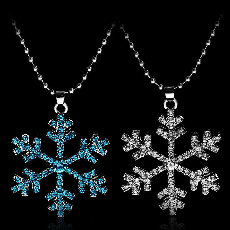 Necklace Snowflake Pendant With Crystals For Girls And Kids Gift