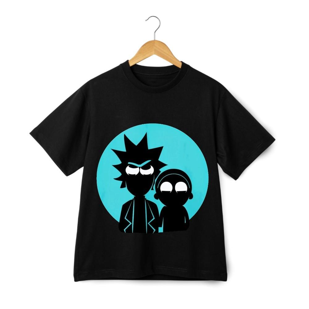 Rick Morty Silhouette Graphic T-Shirt Retro Funny Cartoon Streetwear Tee
