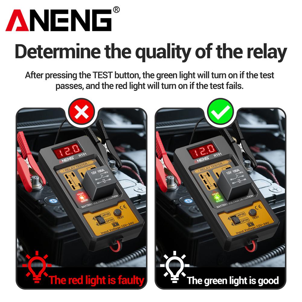 Kit Elettricista Auto Portatile ANENG BF01 Tester Liquido Freni Relè Auto RT01 Tester di Tensione 12V/24V Rilevatore Relè 4/5 Pin Analizzatore Olio Freni Strumenti di Test