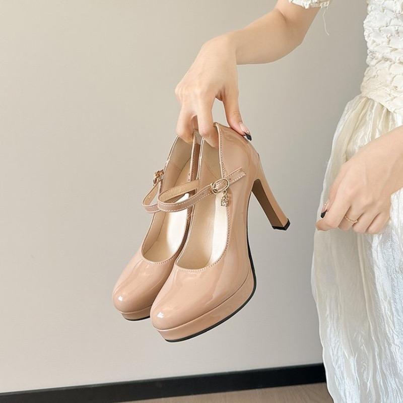 Women High Heels Fashion Pointe End Leather Single Shoes Luxury Wedding Bride Shoes for Women Banquet Pumps Sexy Mary Jane Shoes