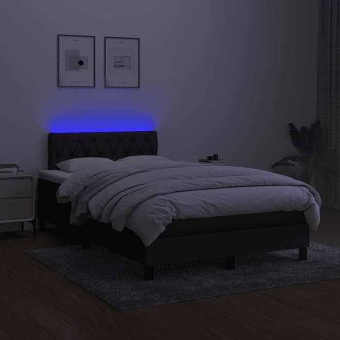 Maison Exclusive - Sommier à lattes de lit matelas et LED noir 120x190 cm tissu