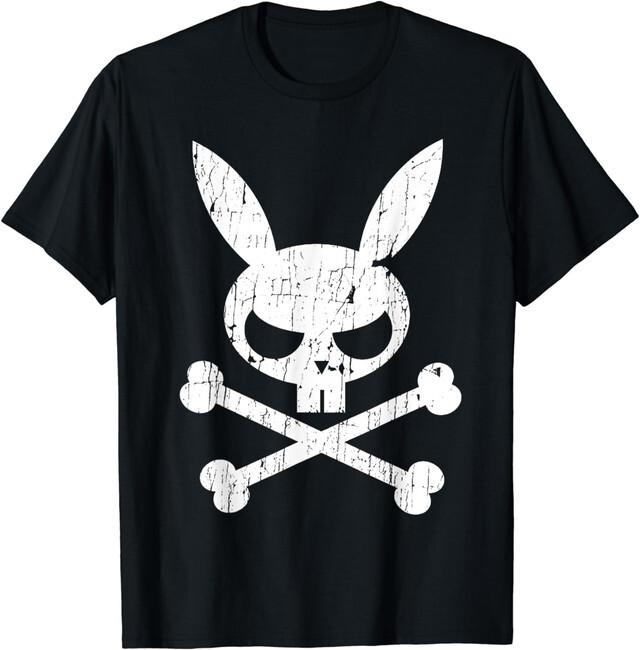 NEW LIMITED Vintage Scary Skull And Crossbones Bad Rabbit Horror Bunny T-Shirt S разноцветный