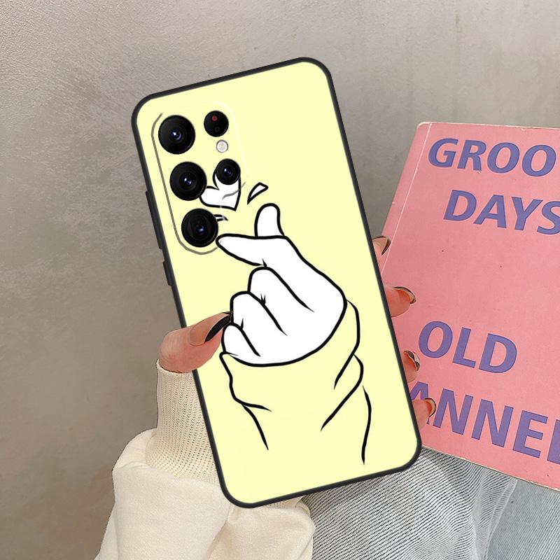 Kpop Hand Finger Heart Case For Samsung Galaxy S21 S22 S23 S24 S25 Ultra S9 S10 S25 Plus S20 FE S25 FE Cover Coque