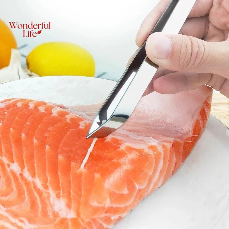 1Pcs Stainless Steel Fish Bone Tweezers Pincer Clip Puller Remover Tongs Fish Bone Plucking Clamp Kitchen Gadgets Seafood Tools