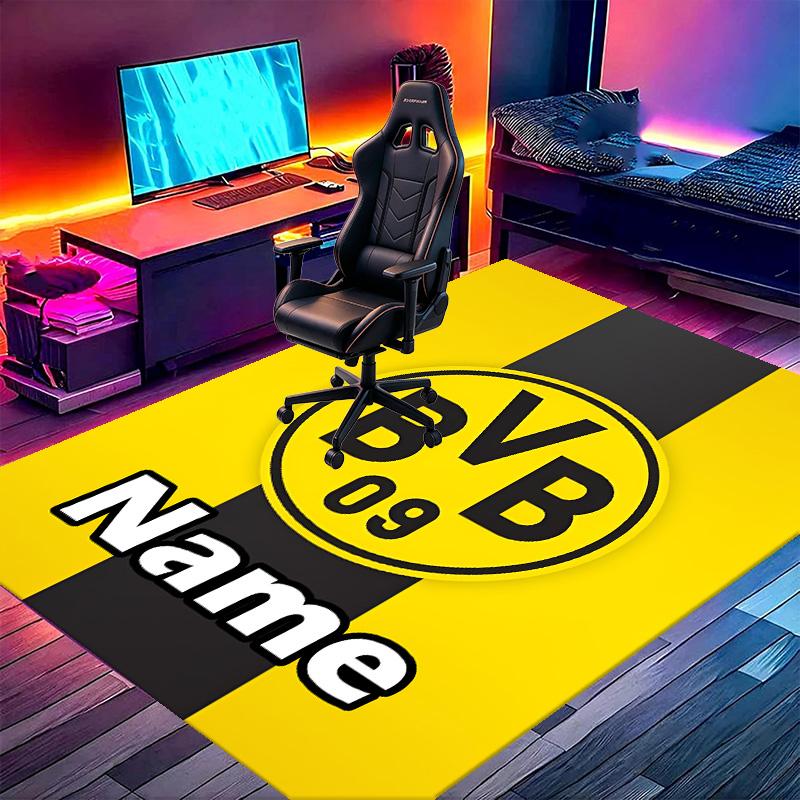 Custom Name Personalized Borussia Dortmund Print Carpet, Versatile Home Decor Rug, for Playroom, Apartment, Balcony, Entryway, Hallway Gift