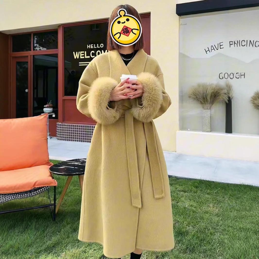 

Новое двухстороннее шерстяное пальто с длинными лацканами в корейском стиле, свободное повседневное шерстяное пальто M