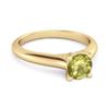 Pierścionek z perydotem, okrągły, z pojedynczym kamieniem - Srebro Sterling 925, pozłacany